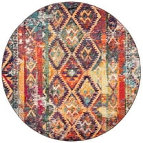 SAFAVIEH Monaco Marisa Southwestern Area Rug, Purple/Orange, 6'7" x 6'7" Round