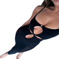 thumbnail image 4 of Femmes Spaghetti Sangle Bodycon Midi Robe Creux sur Solide Partie Robe Sling Club Beachwear, 4 of 6