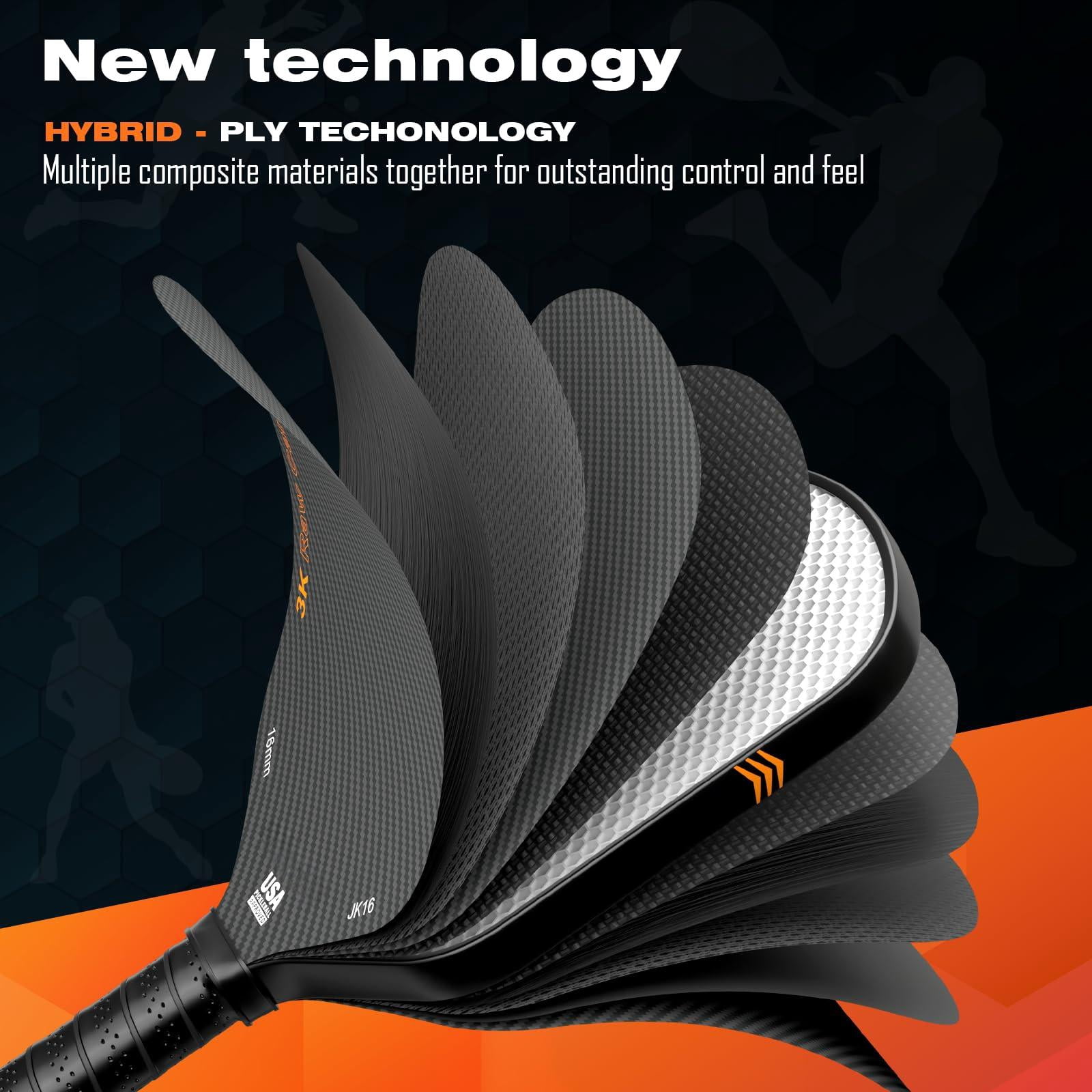 Professional Pickleball Paddles- T700 Carbon Fiber Pickle Racket- 3k Frosted Surface For Enhanced Spin And Friction - Usapa Approved Offensive Long Paddle Intermediate Advanced Players