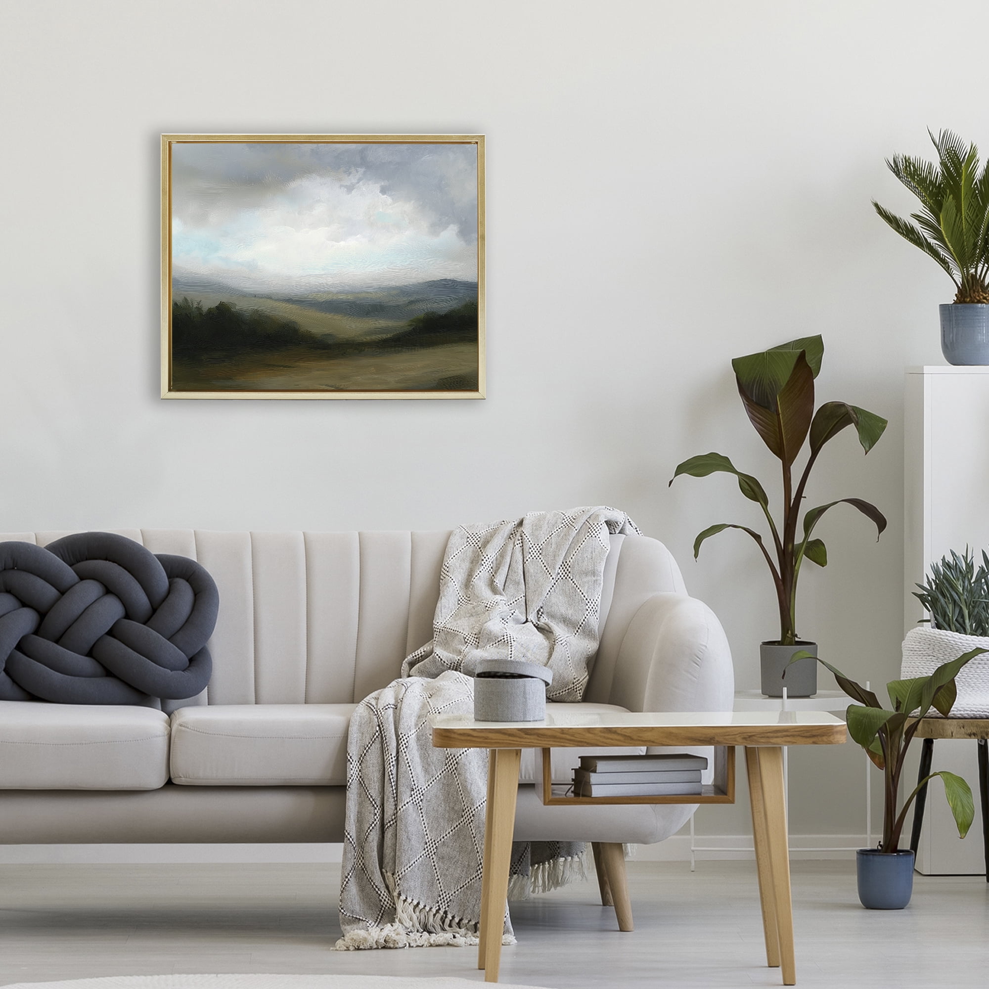Stupell Industries Refreshed Quiet Rolling Hills Gold Framed Floater Canvas Wall Art, design by Annabelle Hall
