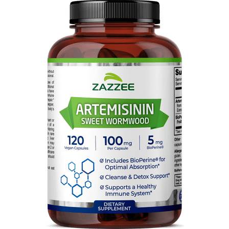 Zazzee High Absorption Artemisinin 100 mg – 120 Vegan Capsules – Sweet Wormwood Extract with BioPerine® – Supports Wellness & Antioxidant Health – Vegan • Non-GMO • Made in USA