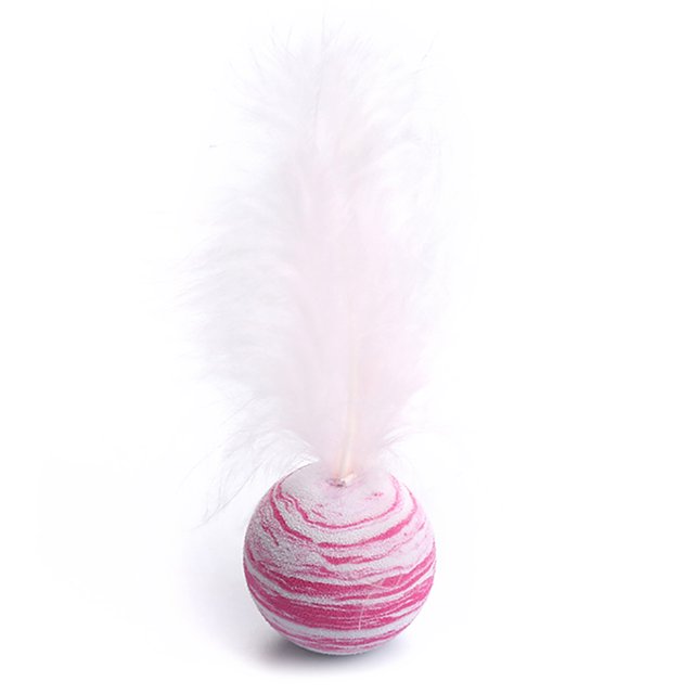 Cat Toy Interactive Artificial Feather Pet Ball Cat Fetch Ball Cat Teaser Toy