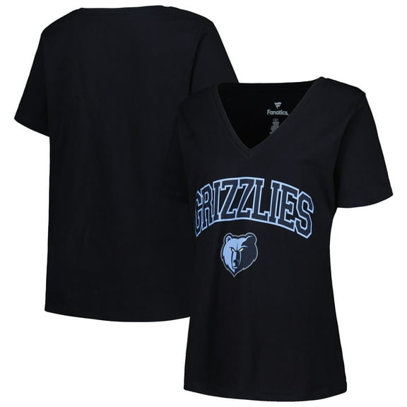 Women's Profile Black Memphis Grizzlies Plus Size Arch Over Logo V-Neck T-Shirt