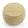 thumbnail image 6 of Round Storage Ottoman, Upholstered Coffee Table with Wooden Lid, 2 in 1 Function End Table Footstool for Living Room Office, Work as Side Table & Ottoman & Seat, Natural, 25.5''x25.5''x14.5'', 6 of 7