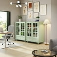 thumbnail image 5 of Modern Buffet Cabinet with Glass Doors and Drawer, Wooden Storage Sideboard for Living Room, Dining Room, Entryway (Mint Green Finish), 5 of 14