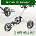 thumbnail image 4 of Golf Push Cart, Lightweight Aluminum Collapsible Golf Pull Cart, 3 Wheels Push & Pull Golf Cart Trolley with Foot Brake, Umbrella & Cup Holder, Adjustable Handle, 4 of 9