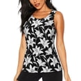 thumbnail image 2 of Uemuo Lilies Flowers Pattern Workout Tank Tops for Women Breathable Moisture-wicking tank top Sleeveless Running Loose Fit Yoga Tops Active Shirts Sports Gym Exercise, 2 of 9