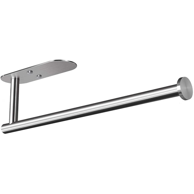 Estante de pared para gabinete de toallero de papel adhesivo para toallas de cocina, soporte para rollo de toallas de baño, acero inoxidable SUS304 (13 pulgadas, plateado) Xemadio WLJ-1607