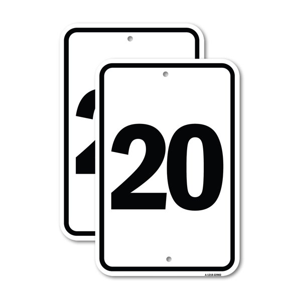 (2 Pack) Sign with Number '20 | 12" X 18" Heavy-Gauge Aluminum Sign | Rust Free Aluminum, Weather Resistant, Waterproof, Fade Resistant, 2 Pre-drilled Holes