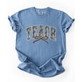 thumbnail image 7 of Teach Camo Varsity T-Shirt for Women - Coquette Bow Graphic Tee - Camouflage Teacher Shirt Blue Jean Shirt Adult Large, 7 of 7