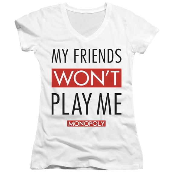 Monopoly My Friends Junior Women's V-Neck T-Shirt White