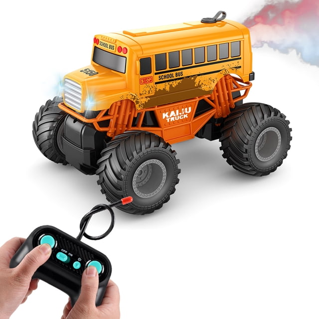 Coche teledirigido, autobús escolar teledirigido con pulverizador a escala 1:16