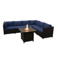 thumbnail image 1 of Innesbrook Collection 7-Piece Aluminum Patio Conversation Set with Navy Cushions and Square Fire Table, 1 of 3