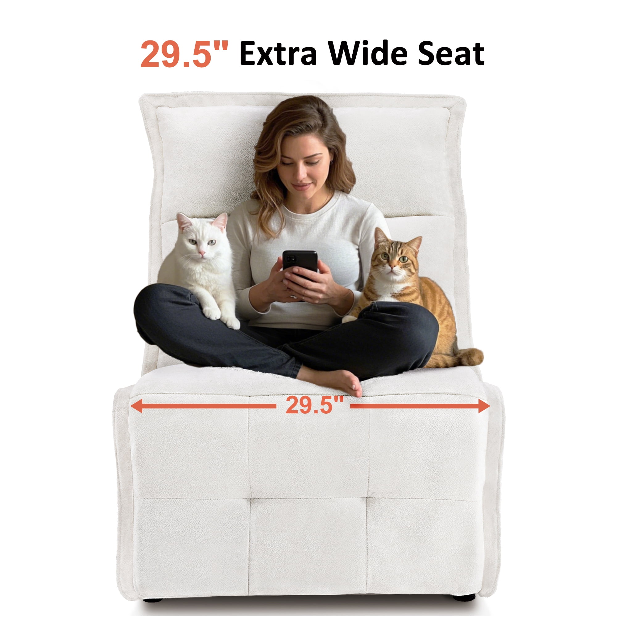 MCombo Wall Hugger Armless Power Recliner Chair, 29.5" Extra Wide Seat, Oversized Fabric Powered Reclining Sofa for Living Room, Small Space ALR01