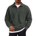 thumbnail image 2 of Men's Polo Collar Sweatshirt Long Sleeve Pullover Top with Chest Pocket Relaxed Casual Fall Sweatshirts, 2 of 6