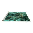 thumbnail image 2 of Ahgly Company Machine Washable Indoor Round Oriental Turquoise Blue Industrial Area Rugs, 4' Round, 2 of 4