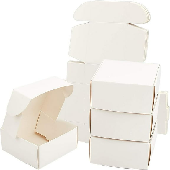 24pcs Kraft Paper Gift box Folding boxes Square White 28x24.4x0.04cm finished product: 8x8x4cm