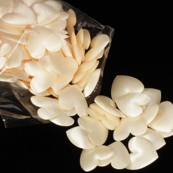 The Ribbon People Club Pack of 200 Ivory Solid Small Satin Hearts 1"