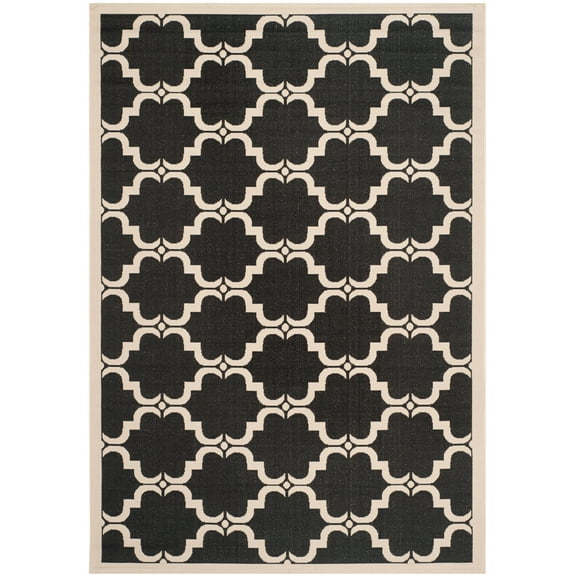 SAFAVIEH Courtyard Estelle Geometric Indoor/Outdoor Area Rug, 9' x 12', Black/Beige