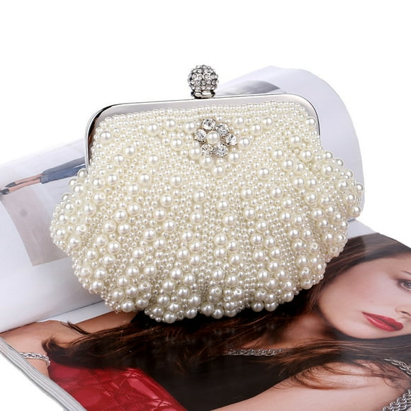 Dvkptbk Wallet Women Coin Purse Women Fashion Pearl Evening Handbag Party Clutch Purse Shoulder Cross - Savings Clearance