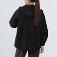 thumbnail image 5 of Women's Lightweight Hooded Jacket Long Sleeve Zip Up Breathable Solid Color Outerwear with Pockets Black XXL, 5 of 7