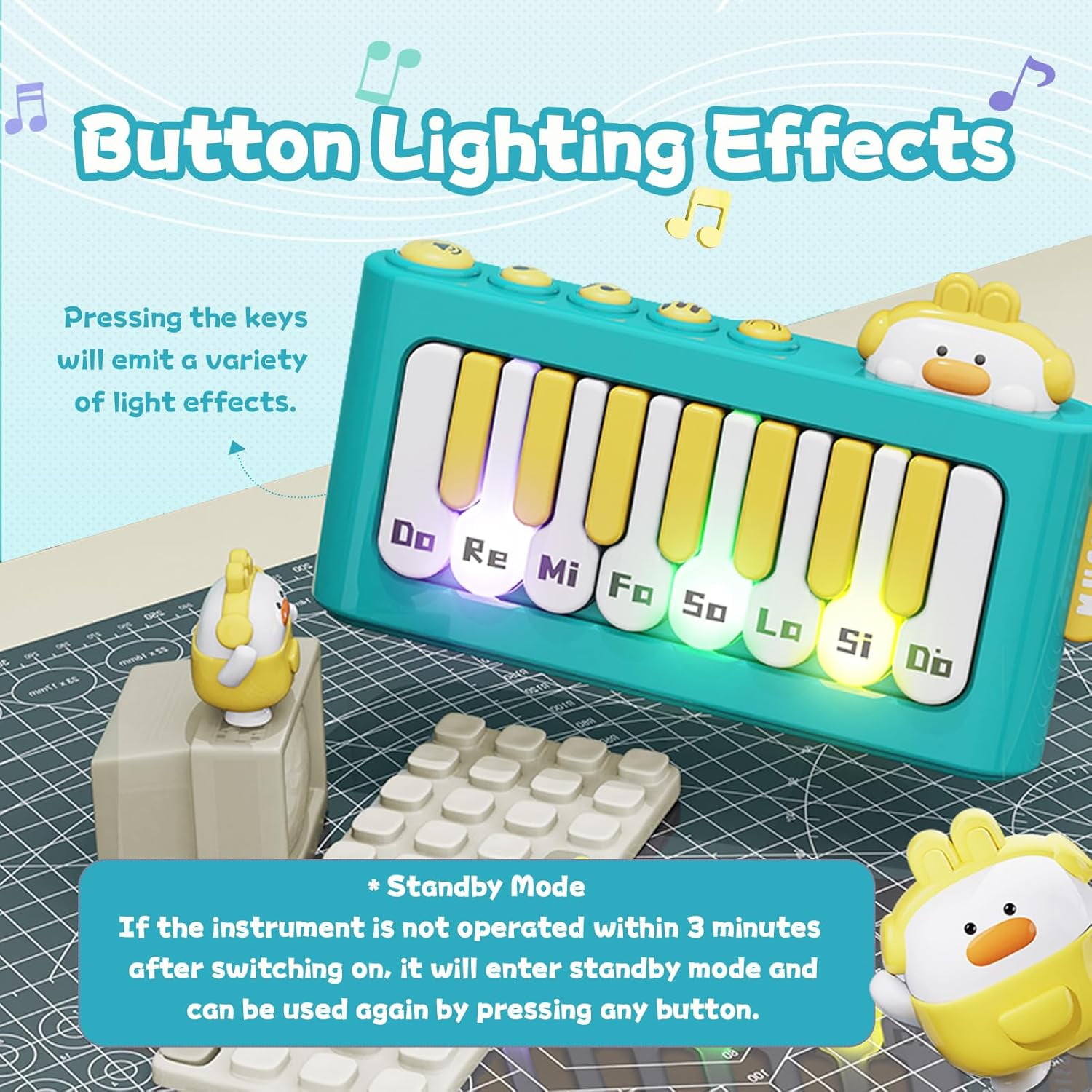 Kids Mini Piano Toys, Rainbow Lights, Toddler Pocket Travel Piano Keyboard for 1-3, Portable Musical Instrument Toys, Music Interactive Birthday Gift 2 4 5 6 Year Old Boy Girls Child