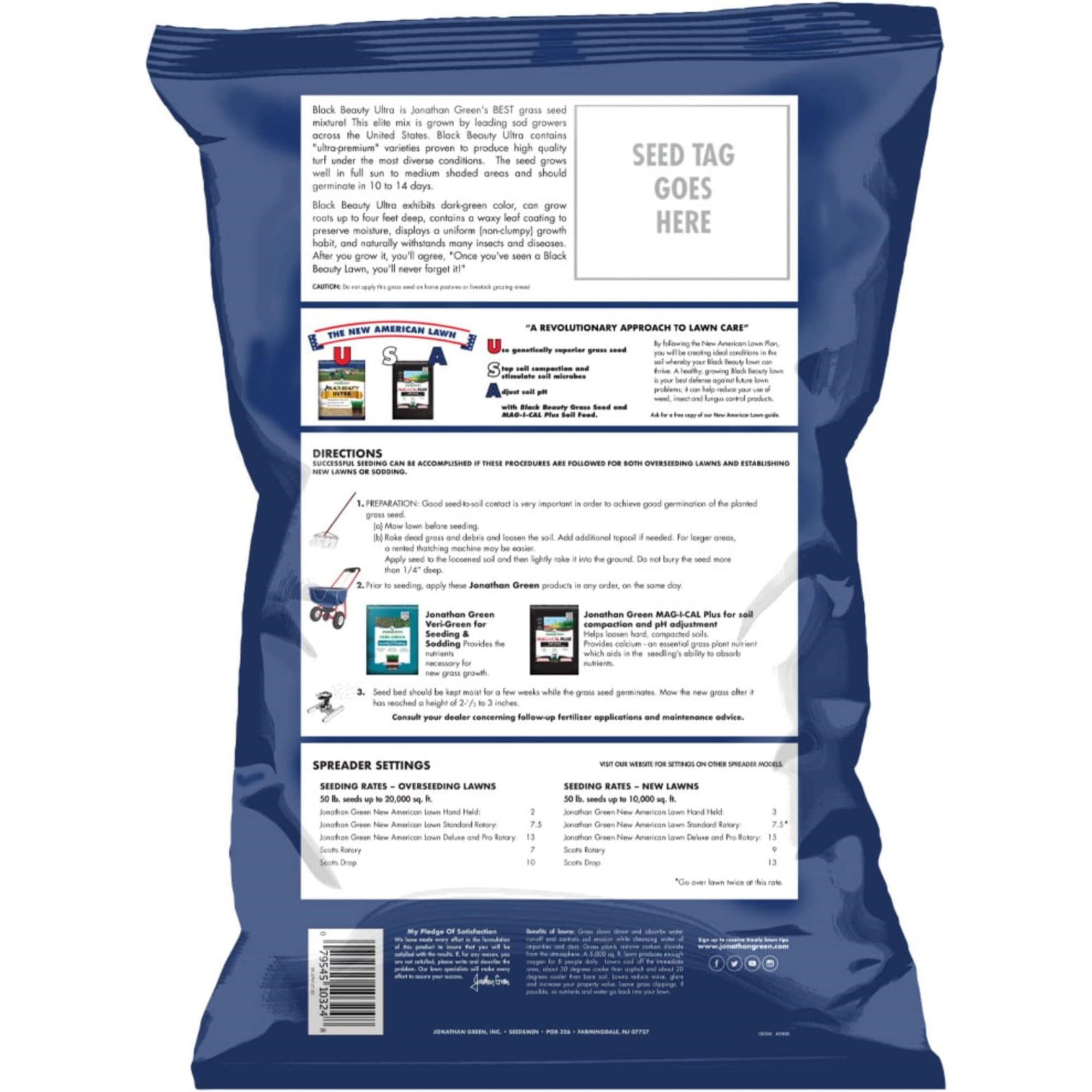 Jonathan Green Black Beauty Ultra Tall Fescue Grass Seed, 50 lb - Dark Green Turf