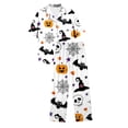 thumbnail image 5 of Kcolen Women's Halloween Pajama Sets Long Pants, Womens Satin Pajama Set Pants Button Front Halloween Pajamas Women Plus Size 2 Piece Lounge Set Pj Set,White,S, 5 of 6