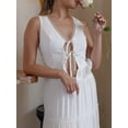 thumbnail image 6 of JYYYBF Women Strappy Tank Tops Lacing Closure Lace Trim Ruffled Hem V-Neck Sleeveless Solid Color Vest, 6 of 9