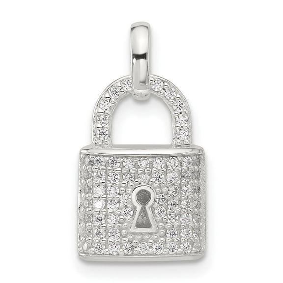 Sterling Silver Padlock Pendant Necklace for Women with Keyhole Design, Cubic Zirconia Charm, Romantic Symbol of Love, Modern Minimalist Layering Jewelry Accessory
