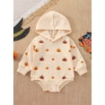 thumbnail image 2 of Licupiee Halloween Baby Girl Boy Hooded Sweatshirts Romper Pumpkin Print Long Sleeve Snaps Jumpsuit 0-24 Months, 2 of 6
