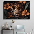 thumbnail image 5 of Mudket Framed Leopard with Orange Flowers Canvas Wall Art, Dark Jungle Leopard Print Wall Decor for Office, Trendy Animal Wall Art, Ready to Hang - 12"L x 8"W, 5 of 10