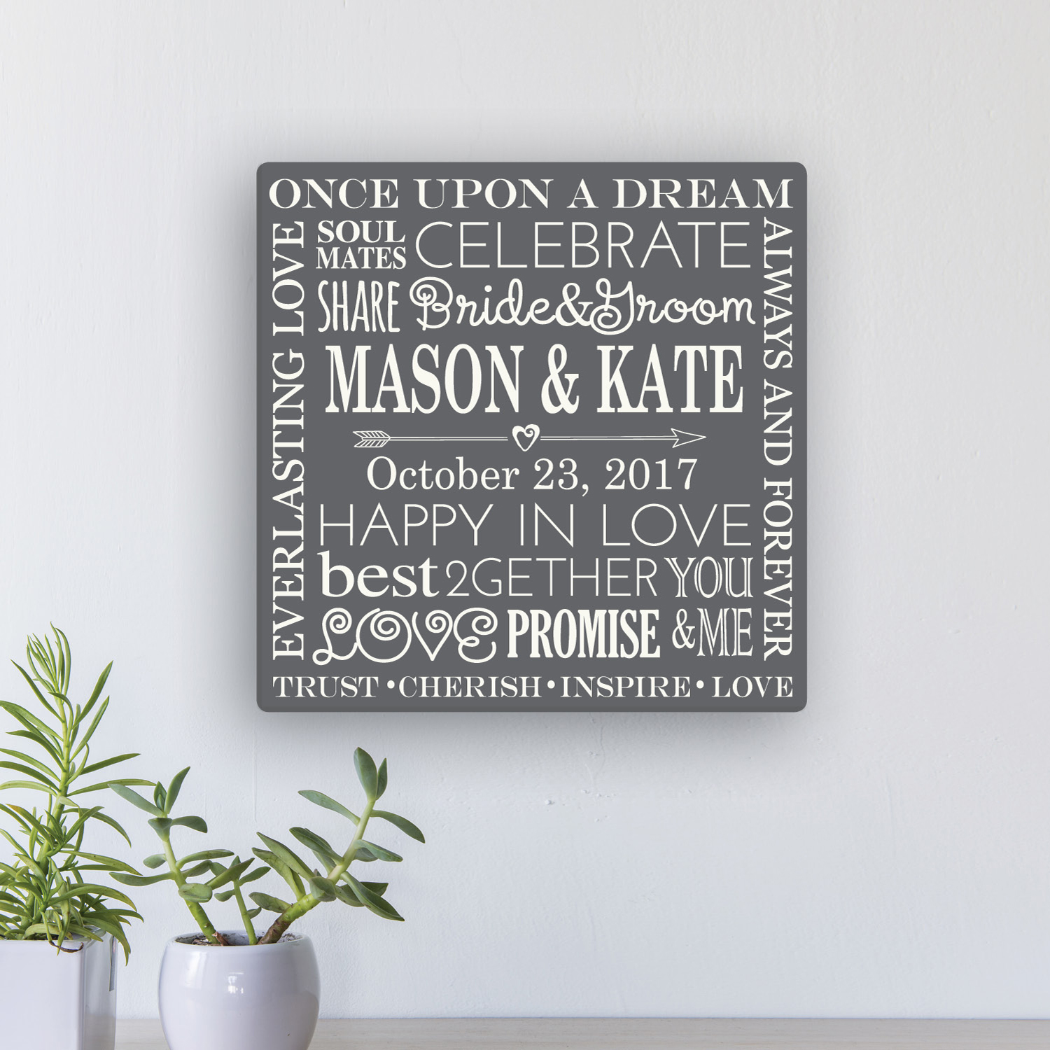 Personalized Wedding Words 12x12 or 16" x 16" Canvas