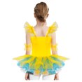 thumbnail image 2 of TSSOE Kids Girls Sequin Ballerina Skirted Leotard Swan Lake Ballet Dance Tutu Princess Dress with Hair Clip Cuffs Set Yellow 11-12, 2 of 6