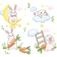 thumbnail image 1 of Un conjunto de pegatinas de pared de conejos, zanahorias, nubes y luna, calcomanías de pared para salas de estar, dormitorios, oficinas, decoración de pared, 1 of 5