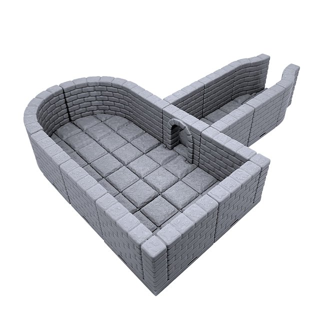 Deluxe Locking Dungeon Tiles - Masonry and Stone, Paintable 3D Printed Tabletop Role Playing Game Terrain Scenery for 28mm Miniatures