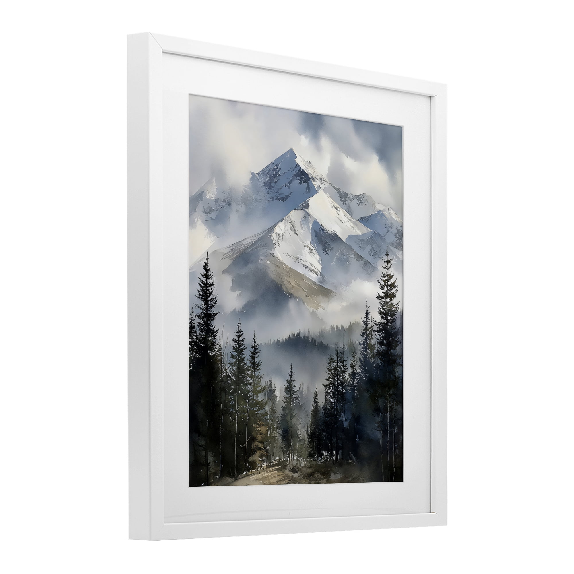 Stupell Industries Snow & Mist Alpines White Framed Print Under Glass, design by Franklyn Gregory