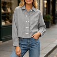 thumbnail image 2 of QQZ Cropped Double Breasted Long Sleeve Shirt Jacket Women, Lightweight Cardigans For Women Trendy, Fall Travel Business Casual Street Daily Outfits, 2 of 6