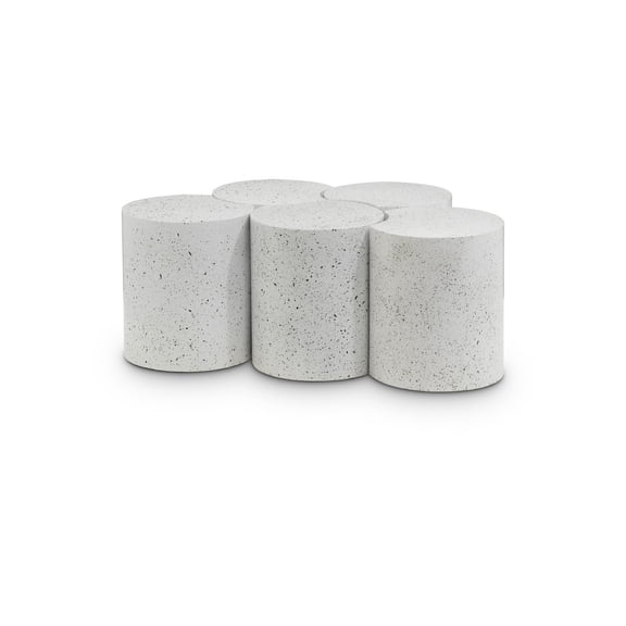 Meridian Furniture Dimple 5 Piece White Terrazzo Pattern Iron Metal Coffee Table