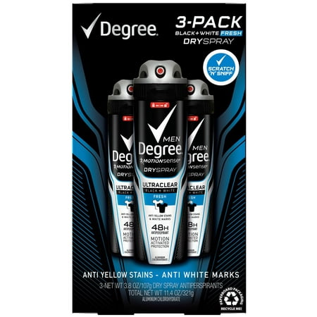 Degree Black White Antiperspirant Deodorant Spray, 11.4 Ounce (3