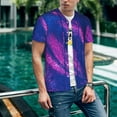 thumbnail image 6 of Hirioo Neon Gradient Blue for Men's Baseball T-shirt Shirts Short Sleeve Casual Summer Button Stretch T Shirts,Size S-4XL-4X-Large, 6 of 7