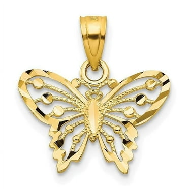 Finest Gold 10K Yellow Gold Diamond-Cut Butterfly Charm