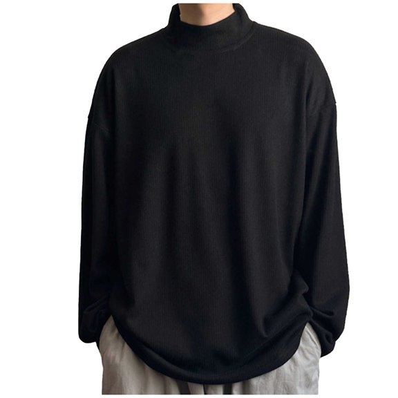 Dpytoraw Male Casual Mock Turtleneck T Shirts Long Sleeve Thermal Stretchy Pullover Basic Lightweight Undershirt Sweater Tops