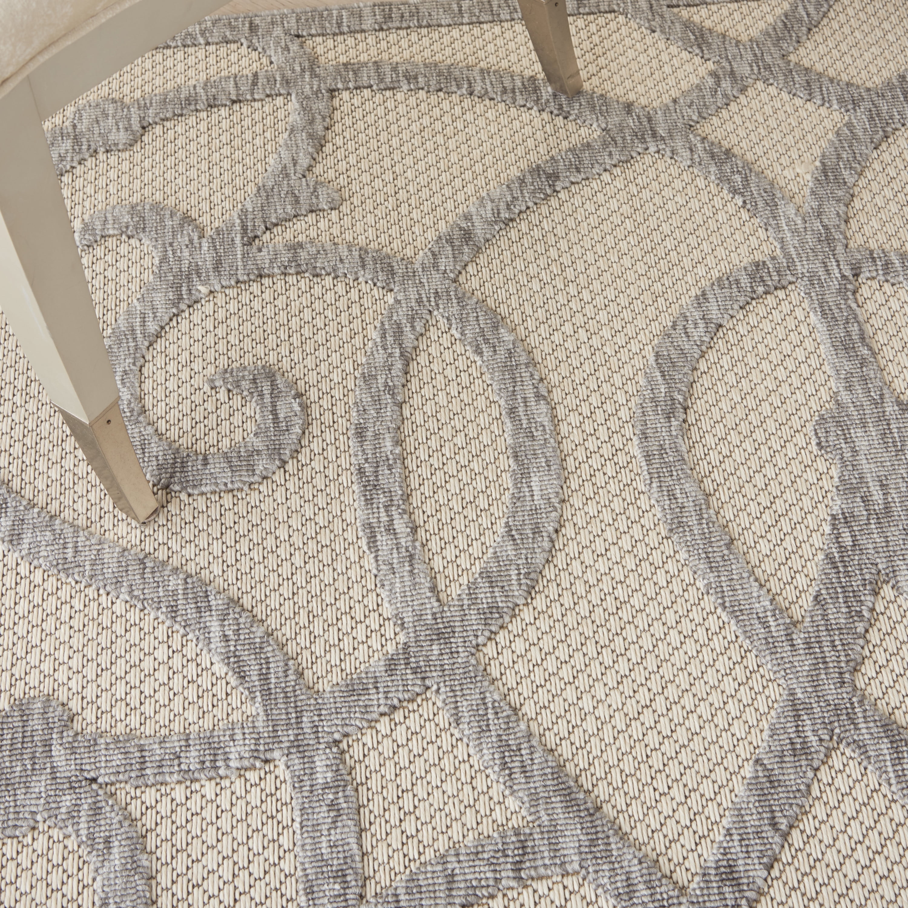 Nourison Palamos Indoor/outdoor Casual Contemporary Cream Grey Area Rug