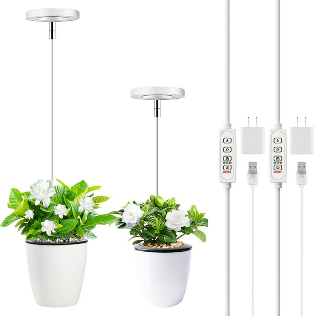 EastVita 2 Paquets Grow Lights pour Plantes d'Intérieur avec 9 Niveaux de Luminosité Réglables, Hauteur Réglable, Lumière LED à Spectre Complet pour Plantes