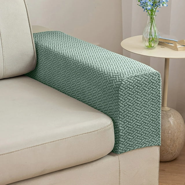 Checkered Elastic Sofa Armrest Thickened Anti Dirty Home Fabric Protectors Simple Solid Color Armrest Sleeves