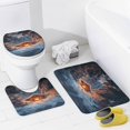 thumbnail image 4 of Christmas Snowman Snow House 4 Piece Shower Curtain Sets, Non-Slip Rugs, Toilet Lid Cover And Bath Mat, for Bathroom Decor Set, 72" X 72", 4 of 8