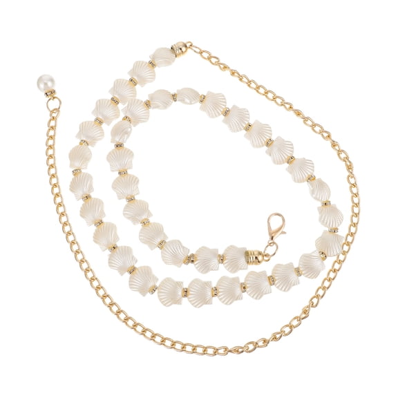 PENIKOKO White Waist Chain Adjustable Ladies Fashion Shell Waistband for Dress Accessory