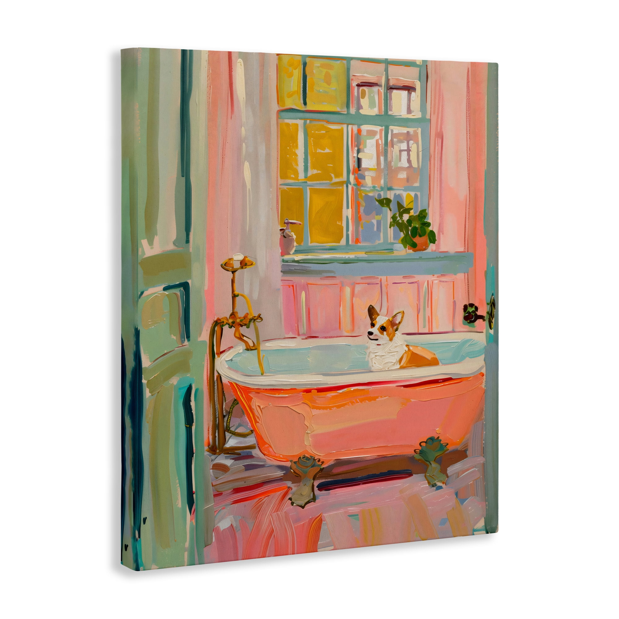 Stupell Industries Corgi in Bathtub Canvas Wall Art, design by The Prints Vibe
