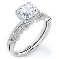 thumbnail image 4 of JeenMata 1.5 Carat cushion cut Moissanite and Diamond Halo Vintage Bridal Wedding Ring Set in 10k White Gold, 4 of 7